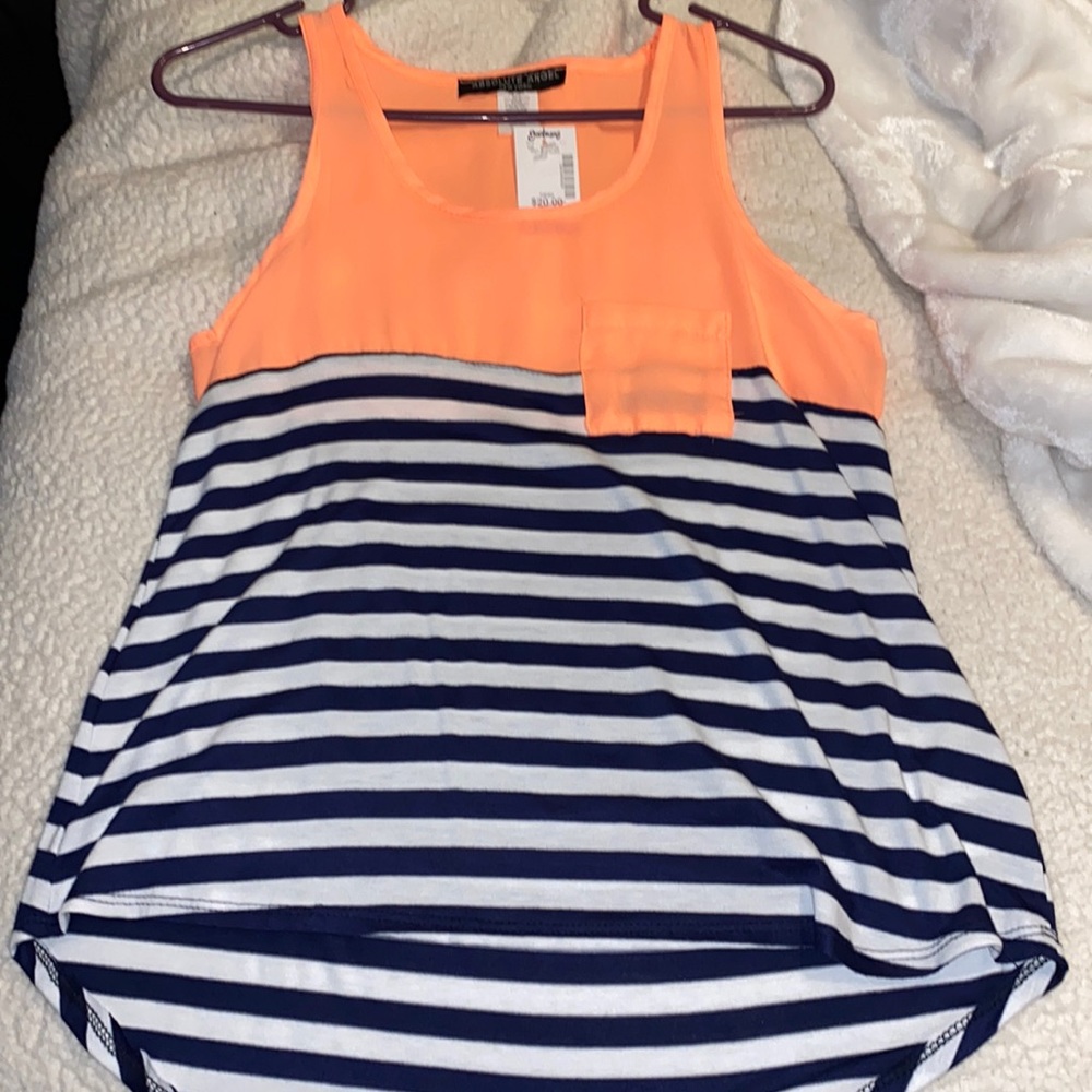 Tank top neon orange/navy stripe